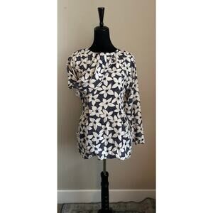 VINTAGE 1980's RAUL BLANCO Women's Cut Silk Floral Print Pocket Blouse Size 10